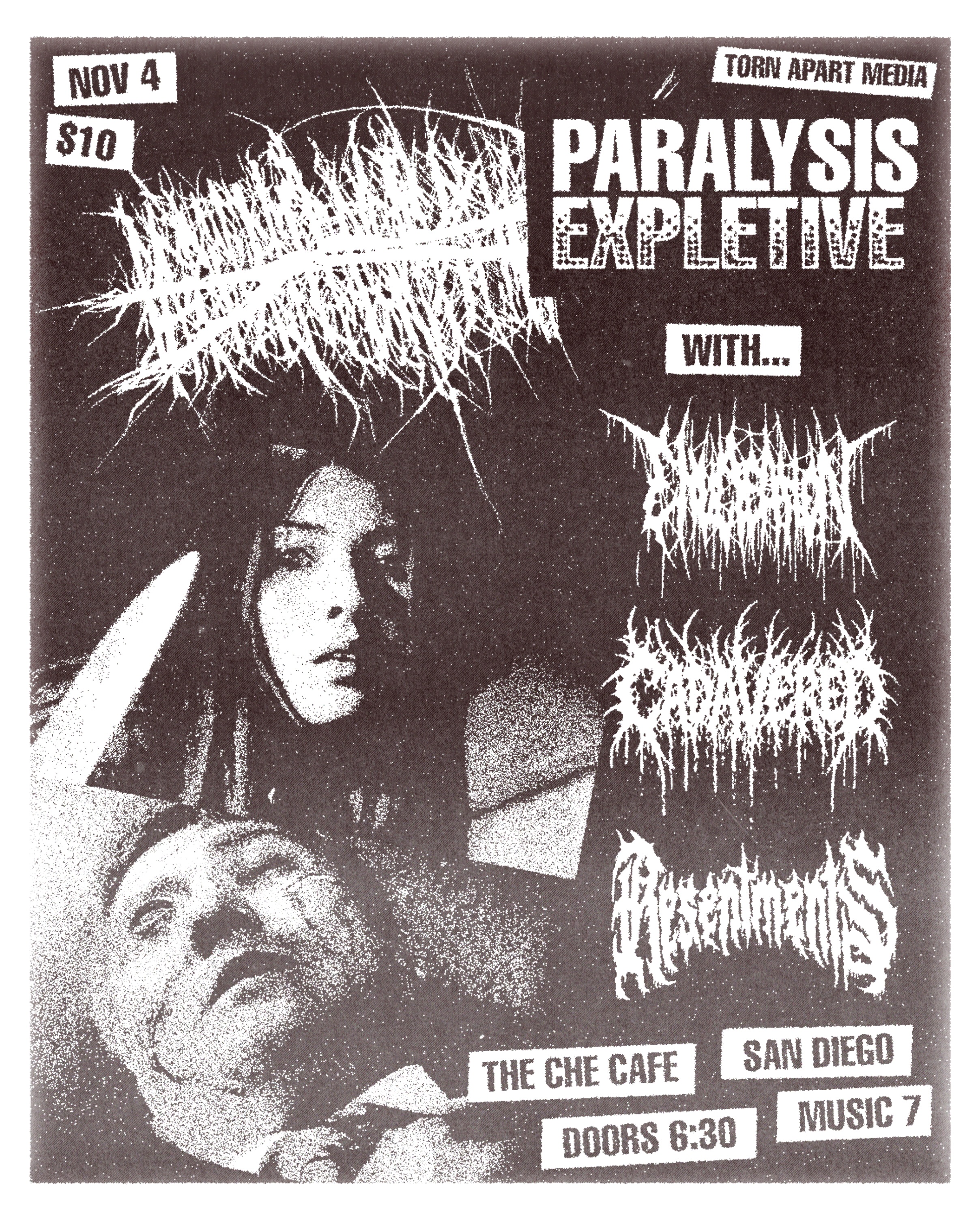 Flyer for Paralysis Expletive with Enucleation, Cadavered, and Resentments